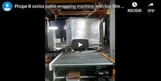 Automatic pallet packing line with top film dispenser